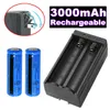 2x recarregável 18650 bateria 3000mah 3.7v brc li-ion bateria para lanterna tocha laser + 18650 carregador duplo