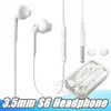 S6 S7 Earphone Headphones Earbuds Headset for Jack In Ear Wired With Mic Volume Control 3.5mm White Black With Retail Packing