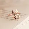 Moda ouro prata rosa cor árvore ramo folhas anel aberto para mulheres anéis de casamento ajustável jóias de dedo jóias