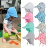 Hot New Cartoon Print Neck Sun Hat Outdoor Seaside Sunscreen Child Fisherman Hat Quick Tork Andningsbar WCW488