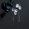 Nouveau mignon 925 argent Sterling blanc coquille pétale fleur boucles d'oreilles longue géométrique vague balancent boucles d'oreilles pour les femmes