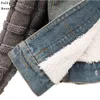 2017 nouvelles femmes automne Denim veste femmes hiver manteau mince fil grand col de fourrure agneau coton denim survêtement jeans 4XL1