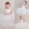 Vit spetsdopklänning för baby flicka första födelsedagsdräkt tjej barn bröllop fest klänning dop baby flicka applique klänning262g