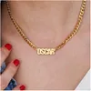 Personalized Custom Old English Name Necklaces For Women Men Curb Chians Hip Hop Jewelry Stainless Steel Letter Long Necklaces