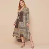Muzułmańska styl vintage sukienka Sprężyna jesień plus długi arabski siskakia etniczny Abaya Dubai Ubrania 7383287