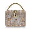 Designer-Box Vorm Tote Dames Handtas Acryl Relief Zwarte Avond Clutch Bag Dames Prom Partion Portemonnee Schoudertas