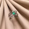 CSJ Natural Green Emerald Ring 925 Стерлинговое серебро 46 -мм драгоценный камень Мэй МАЙСКИЙ ПРОДОЛЖЕНИЕ ДИРАТ УЧЕТА ДАРТИ для женщин CJ1912104606733