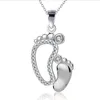 Crystal Big Small Feet Pendants Necklaces Mom Baby Monther's Day Gift Jewelry Simple Charm Chain Neckless Jewelry Gift252T