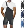 Sommer Kurze Jeans Männer Kausalen Street Hip Hop Dünne Kurze Jeans Strampler Männlichen Mode Taschen Hip Hop Denim Overall