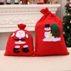 3 rozmiary świąteczne torby na prezenty Duże mała torba Święta Święta Mikołaj bez tkanin z drzewem bałwana dla dzieci