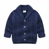 INS baby детская одежда свитер кардиган с пуговицами отложной воротник свитер сплошной цвет 100% хлопок бутик девушка весна осень свитер