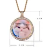 Iced Out Custom Photo Round Pendant Halsband Brass Gold Silver Plated Men Hip Hop Smycken Presentidé