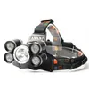 Oplaadbare 18000LM 5 LED Zoomable Koplamp Zoom Headlamp Hunting Lamp Visfiets Light + Auto AC / Oplader