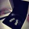 Partihandel-Silver CZ Diamantblommor Stud Örhängen Original Box Set för Pandora 925 Snö Örhängen Kvinnor Tjejer Gift Smycken