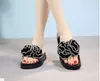 quality new-style open-toed slippers, summer muffin cake, skid-proof slippers, big flowers at home, thick-soled beautiful women, sandal