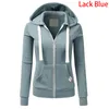 Mode-femme Zipper Hoodies Sweat Veste Solide Couleur Femmes Hiver Sweats S-XL Noir/Rouge/Rose/Abricot/Bleu