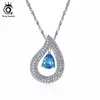 Fashion-JEWELS Women Pendants & Necklaces AAA Big Blue Cubic Zircon Female Necklace With Chain Fashion Jewelry ON121