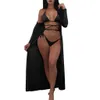 Fashion-European and American loose large size women's three-piece beach bikini long sleeve sun protection cape