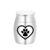 Paw Print Print Heart Tipo de coração gravado Pingente Metal Mini Memorial Casket Jóia Funeral Cremação Urna para Cinzas Humano/Pet 30x40mm