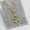 Dragon Totem Micro Zirconia Hängsmycke Halsband 18K Gul Guld Fylld Kvinnor Mens Bringbling Pendant Chain Gift