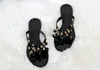 Hot Sale-New 2019 Woman Summer Sandals Rivets big bowknot Flip Flops Beach Sandalias Femininas Flat Jelly Designer Sandals NO BOX