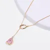 Nya damer Double Necklace Pink Natural Stone Multilayer Women Pendant Necklace Charm Necklace Party Jewelry Accessories4026978