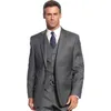 Custom Made Grey Men Wedding Garnitury Mężczyzna Blazer Kurtka Kamizelki Spodnie Slim Fit Fit Groom Tuxedos Oblubienica Kostium 3 Sztuka Party Nosić Kostium Homme