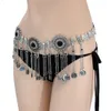 Style gitan turc fait à la main avec des perles bleues noires longue chaîne gland pièce pendentif chaîne de corps chaîne de taille pour les femmes