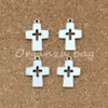 100 sztuk Antique Silver Alloy Hollow Cross Charm Koraliki Wisiorki Do Biżuterii Making Bransoletka Naszyjnik DIY Akcesoria 17x25mm