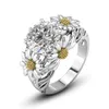 18K Platinum Plated Zircon Crystal Sunflower Gemstone Ring Fashion Jewelry European American Women Gift Jewelry