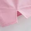 rosa två styck set sexig gröda topp slits kjol sätter chic streetwear höst matchande knapp vintage outfits för kvinnor 210427