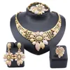 African Beads Jewelry Set Women Austrian Crystal Fashion African Dubai Gold Necklace Bangle Ring Earring Jewelry Sets
