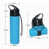 600ml Creative Riding Botellas de agua plegables Deportes al aire libre Portátiles Plegables Tazas de agua de silicona de grado alimenticio con pajita VT0760-1