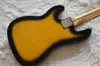 Guitare basse électrique noire et jaune d'usine avec mousseuse de maille