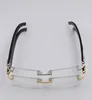 Lunettes en corne de buffle montures or argent sans monture optique transparent hommes femmes marque designer qualité blanc à l'intérieur noir 7467500