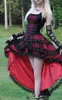 Винтажные готические выпускные платья девушки с низким красным и черным кружевным сатинированными ремнями короткие спереди коктейль -платья с коротки