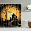 Halloween citrouille lumière sorcière terreur polyester rideaux de douche de haute qualité lavable décor de bain nouveau coloré écologique C18112209712208