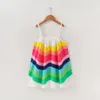 Kinder Sommerkleidung amerikanische Mädchen im amerikanischen Stil Regenbogen gestreiftes HAPPERT Kleid ärmelloses Casual Beach Kleid Kinder Pretty Kleider97277629