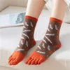 Five Finger Socks Men Cotton Middle Tube Socks Medium Colorful Crew Toe