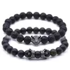 Cool Black Leopard Charm 8MM Colorful Natural Beads Strands Stretchy Bracelets