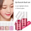 Dual Use Lip-Buccal Moisturizer Pigmenten Vloeibare Lipstick Blusher Eenvoudig te dragen Waterdichte merk Lip Glaze Gloss Make-up