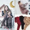 Pasgeboren babyjongens meisjes ruches decor sweatshirt broek vaste lange mouwen kinderkinderen herfstkleding 3 kleur8522502