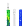 travel Pipe steamroller Handmade Glass One Hitter Glass Pipe Portable Dry herb tobacco filter Silicone protective case