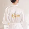 Kimono da sposa in raso da donna Abito da sposa in oro Indumenti da notte Abiti da damigella d'onore Pigiama Accappatoio Camicia da notte Spa Abiti da sposa Vestaglia