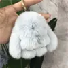 10 cm Słodkie Prawdziwe Prawdziwe Rex Rabbit Fur Bunny Torba Urok Klucz Łańcuch Keyring Akcesoria Telefon Torebka Torebka