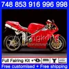 Kit for Ducati 748 853 916 996 998 S R 94 95 96 97 98 327hm.19 748S 853S 916R 996R 998S 748R Factory Red 1994 1995 1995 1997 1998フェアリング
