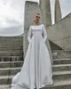 A Elbeth Gillis Line Dresses Jewel Neck Long Sleeves Lace Satin Beach Backless Sweep Train Wedding Dress Bridal Gowns Robe Vestidos