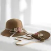 Enfants mignons chapeaux et sacs mode enfants filles Protection solaire chapeaux filles été plage chapeau vague paille parasol chapeaux sacs pour enfants