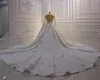 100% Real Pictures Luxury Long Sleeves Lace Appliqued Wedding Dresses Vinatge Saudi Arabic Dubai Muslim Plus Size Bridal Gown