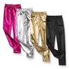 Chic Shinning Girl Leggings Pantaloni skinny elastici Oro argento Bambini Colori metallici Pantaloni leggings in pelle fuax con paillettes